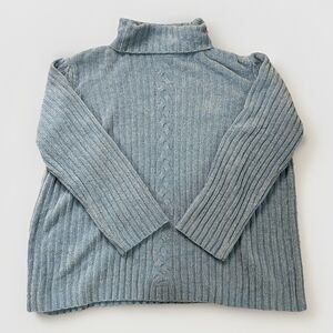 Liz Claiborne Crazy Horse Womens Light Blue Chenille Turtleneck Sweater XL